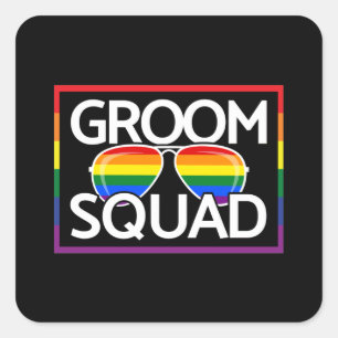 LGBTQ Trouwfeest Gay Pride Matching Bruidsjonkers Vierkante Sticker