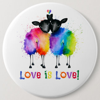 LGBTQ Twee Regenboog Schapen Love Is Love Ronde Button 6,0 Cm