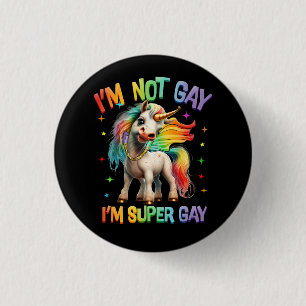 LGBTQ Unicorn Super Gay Pride LGBT Ally Rainbow FL Ronde Button 3,2 Cm