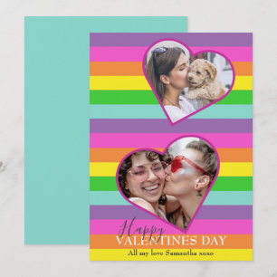 LGBTQ Valentijnse Rainbow Flag Photocard Vakantie Feestdagenkaart