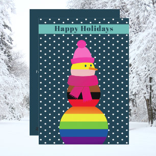 LGBTQ vlag kleuren Snowman kerstkaart
