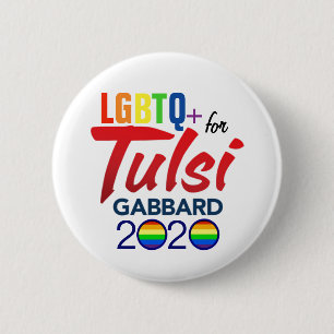 LGBTQ+ voor Tulsi Gabbard 2020 Ronde Button 5,7 Cm