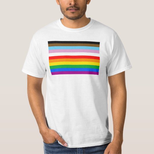LGBTQ+ Voortgangsvlag Stripes T-shirt (Voorkant)