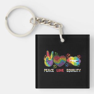 LGBTQ - Vrede, Liefde, Gelijkheid - Regenboog Kleu Sleutelhanger
