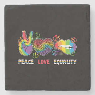 LGBTQ - Vrede, Liefde, Gelijkheid - Regenboog Kleu Stenen Onderzetter
