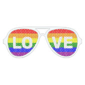 LGBTQAI Gay Pride Vier Liefde Aviator Zonnebril (Voorkant)