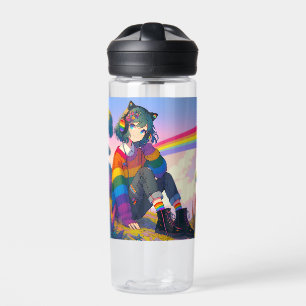 LGBTQIA+ Anime Meisje Lesbische Trots Persoonlijk Waterfles