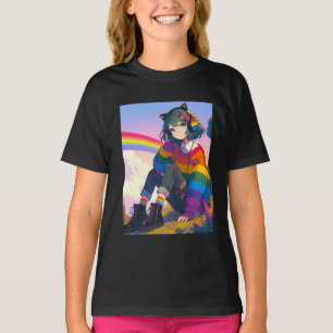 LGBTQIA+ Anime Meisje Lesbische Trots T-shirt