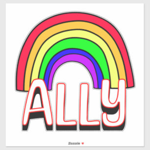 LGBTQIA+ Bondgenoot Schattige Regenboog Steun Pr Sticker