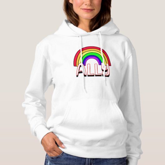 LGBTQIA+-bondgenoot | Schattigee Regenboog en Hart Hoodie (Voorkant)