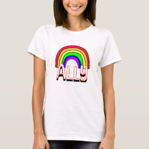 LGBTQIA+-bondgenoot Schattigee Regenboog en Hart T-shirt