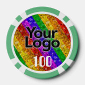 LGBTQIA Gay Pride Flag Glitter Rainbow Stripes Poker Chips (Achterkant)