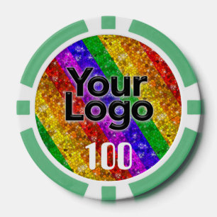 LGBTQIA Gay Pride Flag Glitter Rainbow Stripes Poker Chips