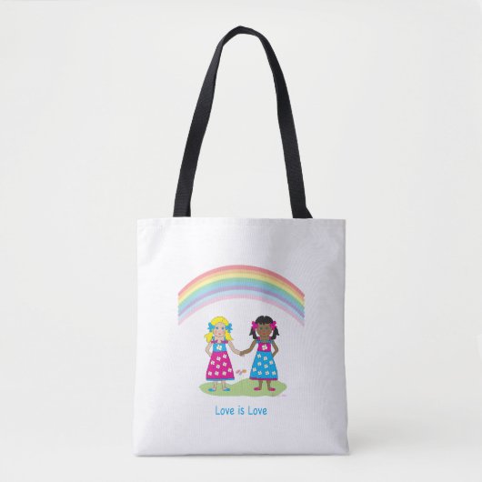 LGBTQIA LIEFDE is LIEFDE, Rainbow Flag Hart Canvas Draagtas (Voorkant)