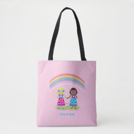 LGBTQIA LIEFDE is LIEFDE, Rainbow Flag Hart Canvas Draagtas