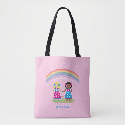 LGBTQIA LIEFDE is LIEFDE, Rainbow Flag Hart Canvas Draagtas (Voorkant)