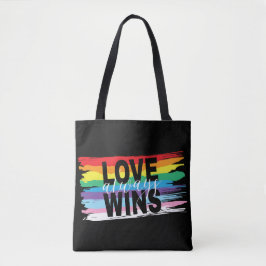 LGBTQIA Liefde wint altijd, Rainbow Pride Canvas t Draagtas