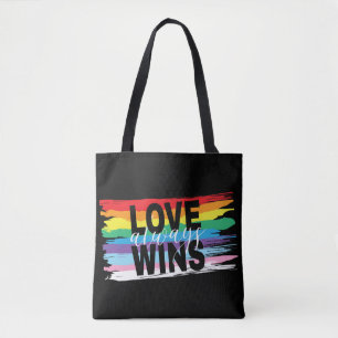 LGBTQIA Liefde wint altijd, Rainbow Pride Canvas t Draagtas