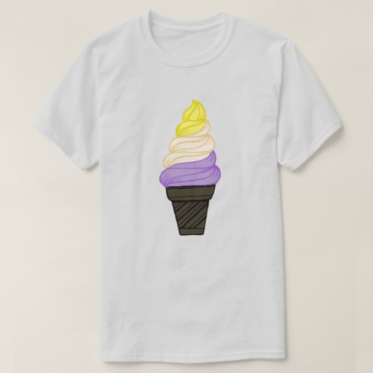 LGBTQIA+ Nonbinary Pride Soft Serve Ice Cone T-shirt (Design voorkant)