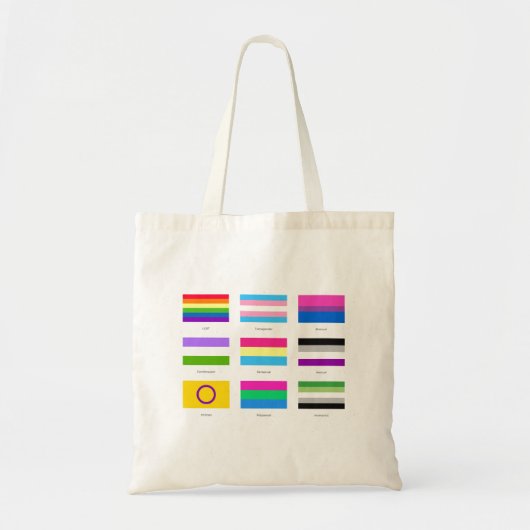 LGBTQIA Pride 9 x FLAGS Rainbow Awareness Chic C Tote Bag (Voorkant)