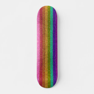 LGBTQIA Pride Flag Glitter Rainbow Glitter Stripes Skateboard