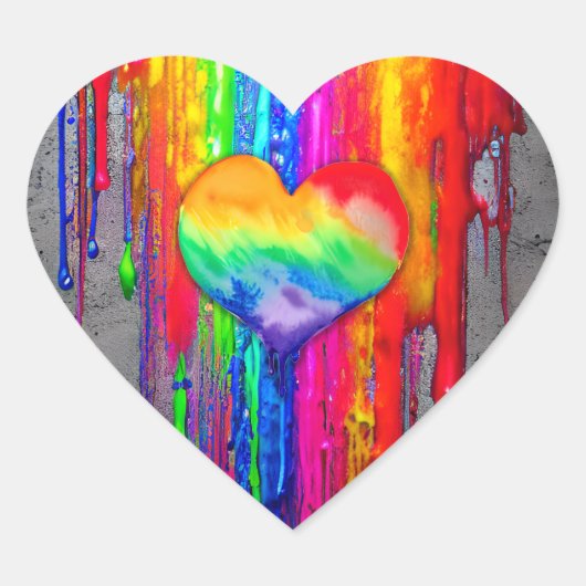LGBTQIA+ Pride regenboog Hart Sticker (Voorkant)