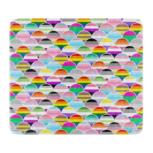 LGBTQIA+ Queer Scalloped Pride Flag Fans Snijplank (Voorkant)