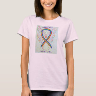 LGBTQIA Rainbow Awareness Ribbon Angel T-Shirts