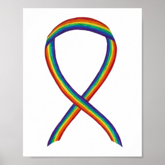 LGBTQIA Rainbow Awareness Ribbon Poster Art Print (Voorkant)