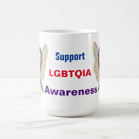 LGBTQIA Rainbow Awareness Ruban Angel Coffee Mug (Centre)