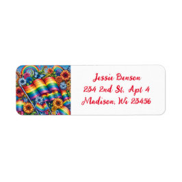 LGBTQIA+ regenbogen en bloemen Etiket