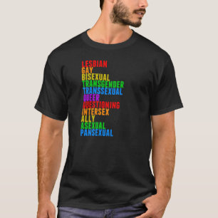 LGBTTQIAAP Pride Diversity Rainbow Acrostic T-shirt