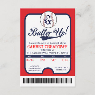 LGC Batter Up Baseball Ticket Celebration/Birthday Kaart