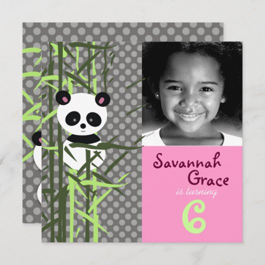 LGC| Panda Peek A Boo Pink Invitation (Devant / Derrière)