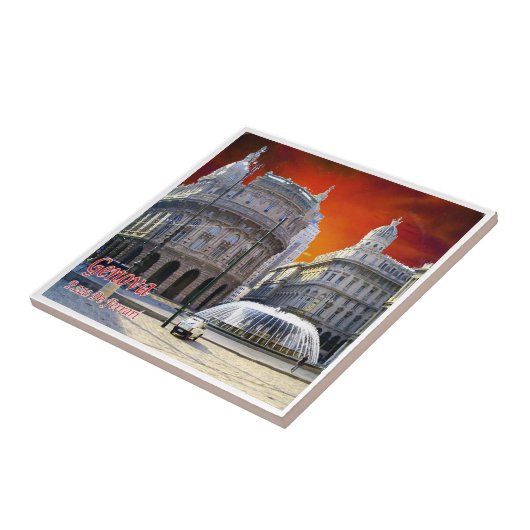 LGR158 GENOA, Uitzicht van Piazza De Ferrari, Tegeltje (Zijkant)