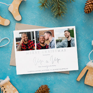 LGTB Gay Whimsical MR & MR Kerst Huwelijksfoto Folie Feestdagenkaart