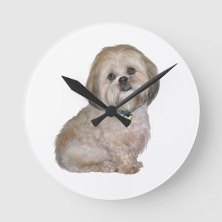 Lhasa Apso (A) - gouden / crème Ronde Klok