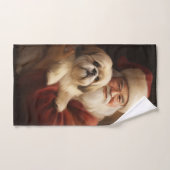 Lhasa Apso Avec Noël Festif Du Père Noël (Serviette à main)