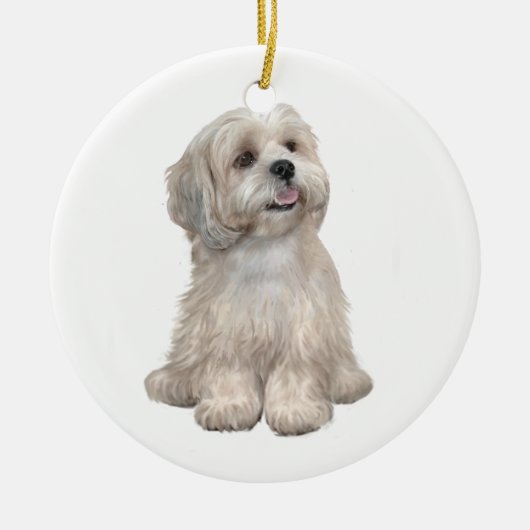 Lhasa Apso (C) - Licht goud Keramisch Ornament (Voorkant)