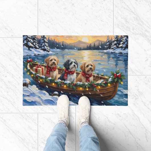 Lhasa Apso Christmas Boat Holiday Deurmat (Binnen)