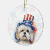 Lhasa Apso Dog, 4th of july Personalized Keramisch Ornament (Links)