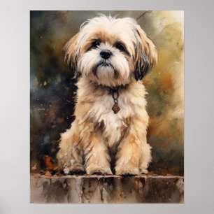 Lhasa Apso Dog Art Print Poster