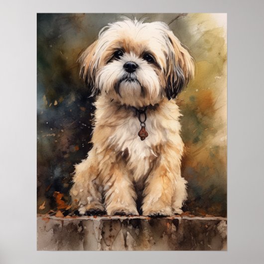Lhasa Apso Dog Art Print Poster (Voorkant)
