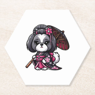 Lhasa Apso Dog Kimono Kartonnen Onderzetters
