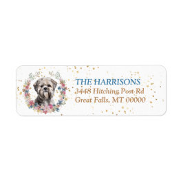 Lhasa Apso Dog Spring Flowers Wreater Etiket