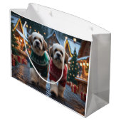 Lhasa Apso Dogs Christmas Snow Holiday Groot Cadeauzakje (Achterkant Gekanteld)
