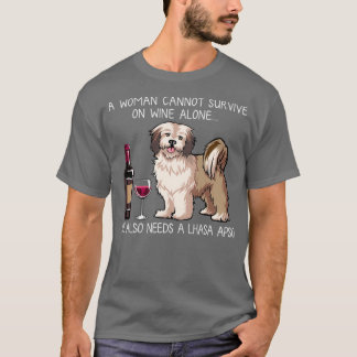 Lhasa Apso en wine Funny dog T-shirt