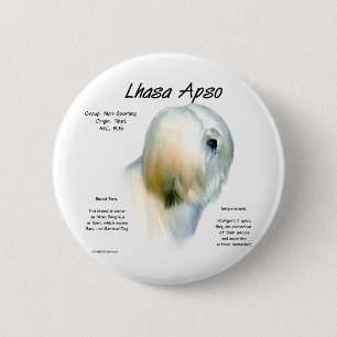 Lhasa Apso Geschiedenis Ontwerp Ronde Button 5,7 Cm