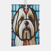 Lhasa Apso "Glas in lood" Glas Ornament (Voorkant Rechts)