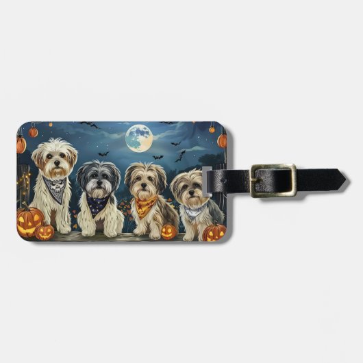 Lhasa Apso Halloween Spooky Bagagelabel (Voorkant horizontaal)